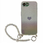 Til iPhone 17e / 16e cover, hjerteglimmer gradient TPU telefonbagcover med rhinstensrem
