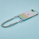 Til iPhone 17e / 16e cover, hjerteglimmer gradient TPU telefonbagcover med rhinstensrem