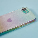 Til iPhone 17e / 16e cover, hjerteglimmer gradient TPU telefonbagcover med rhinstensrem