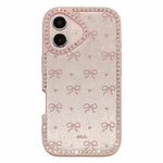 For iPhone 16 Case Epoxy Design TPU + PC Phone Cover with Bowknot Pattern, Rhinestone Decor