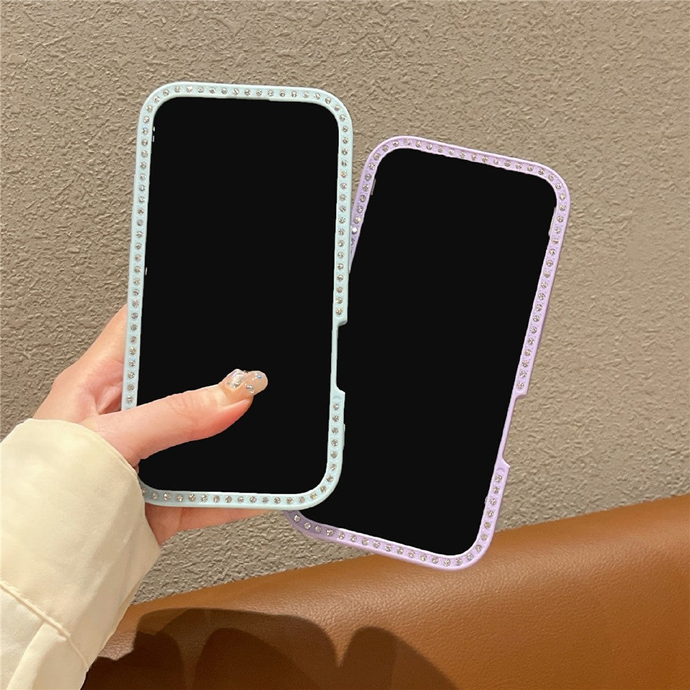 For iPhone 16 Case Epoxy Design TPU + PC Phone Cover with Bowknot Pattern, Rhinestone Decor