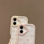 For iPhone 16 Case Epoxy Design TPU + PC Phone Cover with Bowknot Pattern, Rhinestone Decor