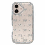 For iPhone 16 Case Epoxy Design TPU + PC Phone Cover with Bowknot Pattern, Rhinestone Decor