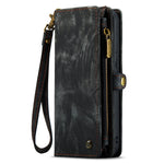 CASEME 008 Series for iPhone 14 Plus PU Leather Detachable Magnetic Handbag Phone Case Multi-Functional Zipper Pocket Wallet Stand Cover with Strap