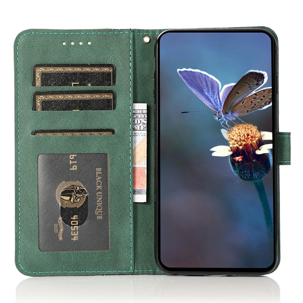 For Honor Magic7 Pro 5G Case Color Splicing Wallet Stand Leather Phone Cover with Wrist Strap