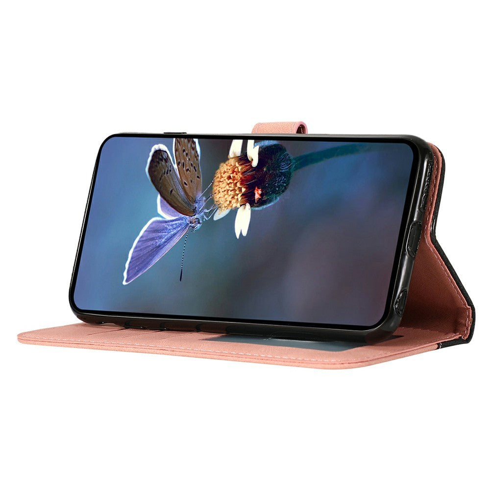 For Xiaomi Redmi Note 14 Pro 4G Case Color Splicing Wallet Stand Leather Phone Cover with Wrist Strap