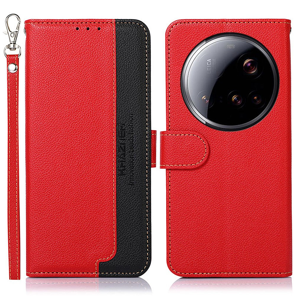 KHAZNEH For Xiaomi 15 Ultra Case RFID Blocking Wallet Litchi Texture PU Leather Phone Cover