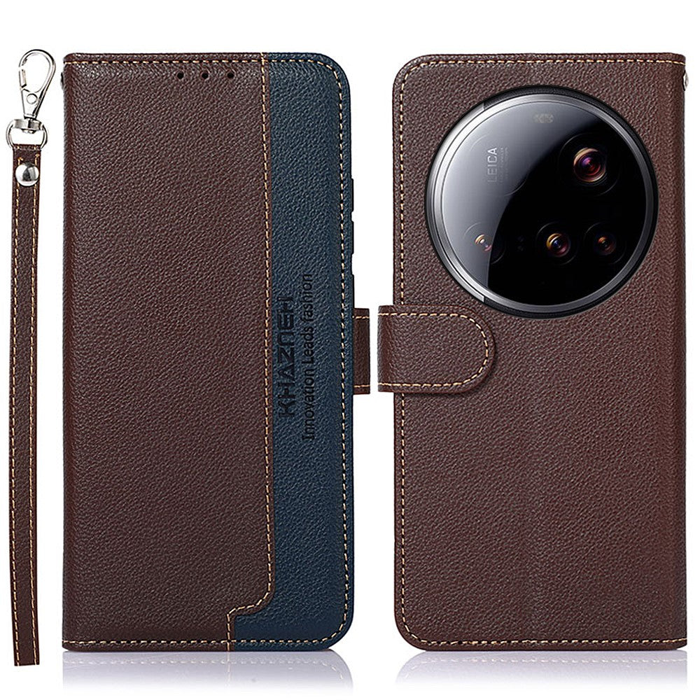KHAZNEH For Xiaomi 15 Ultra Case RFID Blocking Wallet Litchi Texture PU Leather Phone Cover