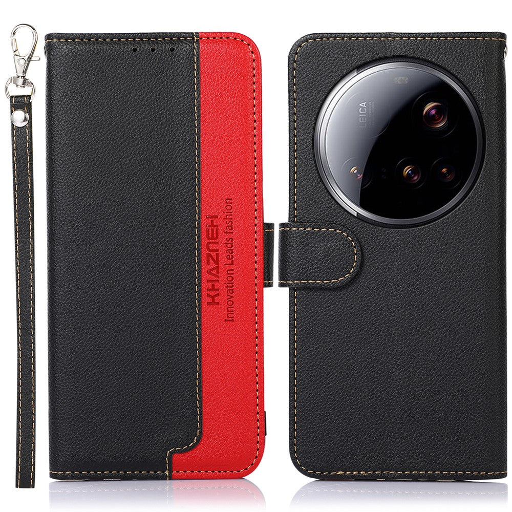 KHAZNEH For Xiaomi 15 Ultra Case RFID Blocking Wallet Litchi Texture PU Leather Phone Cover