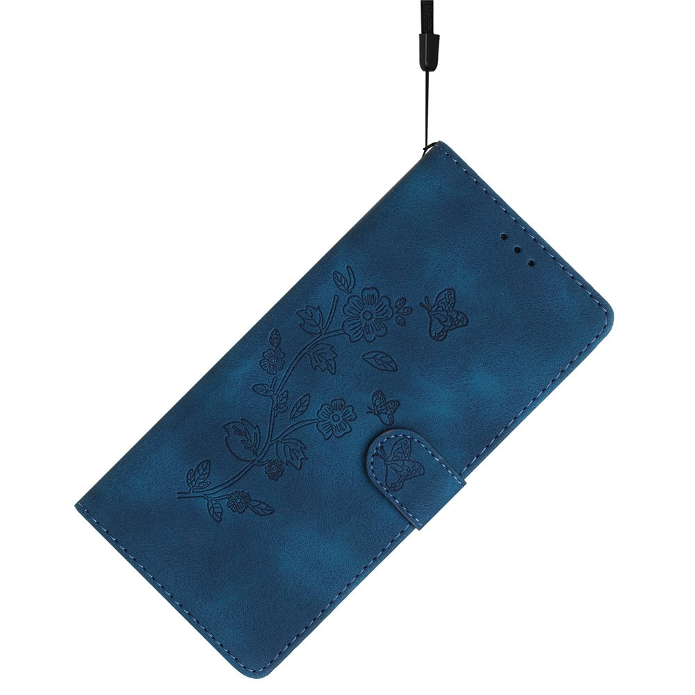 For Honor Magic7 Pro 5G Case Leather Imprinted Flower Phone Cover Wallet with Wrist Strap
