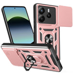 For Xiaomi Redmi Note 14 4G (164.84mm) Case with Slide Camera Lid PC + TPU Kickstand Phone Cover