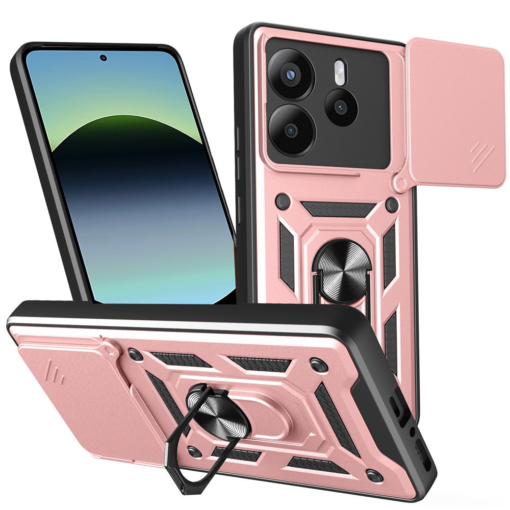 Xiaomi Redmi Note 14 4G (164.84mm) skal med skjutbart kameralock PC + TPU-stativmobilskal