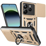For Xiaomi Redmi Note 14 4G (164.84mm) Case with Slide Camera Lid PC + TPU Kickstand Phone Cover
