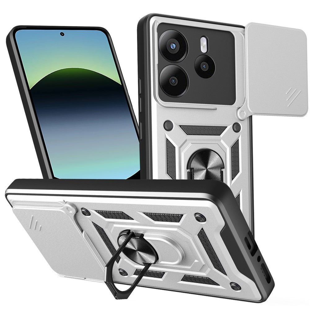 Xiaomi Redmi Note 14 4G (164.84mm) skal med skjutbart kameralock PC + TPU-stativmobilskal