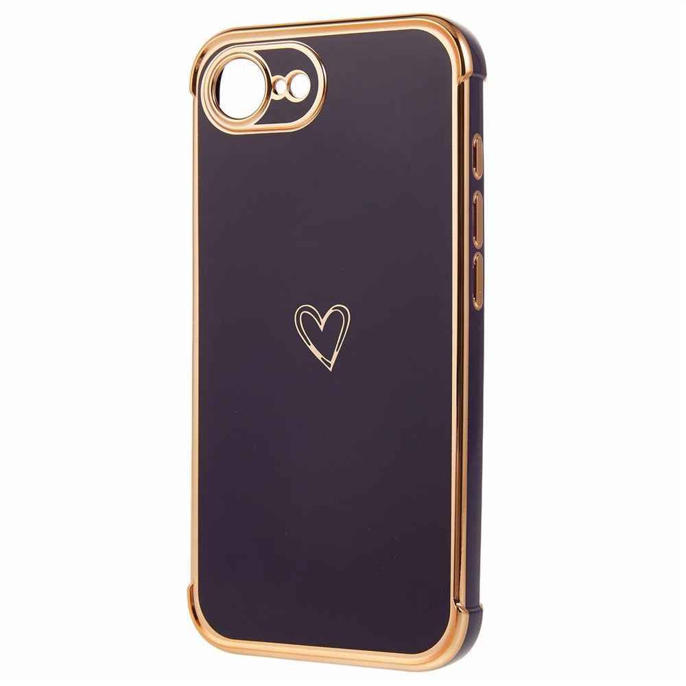 For iPhone 17th / 16th Case Love Heart Pattern TPU Phone Cover Electroplating Edge