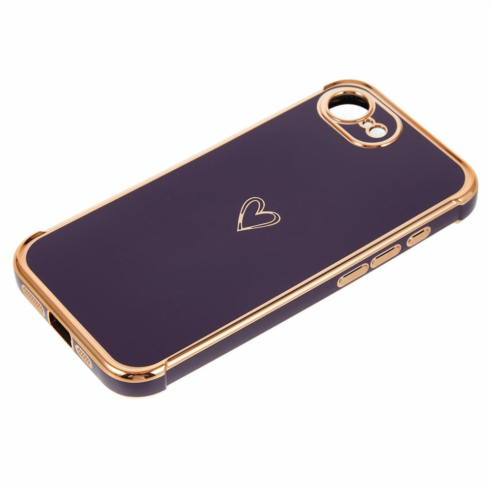 For iPhone 17th / 16th Case Love Heart Pattern TPU Phone Cover Electroplating Edge