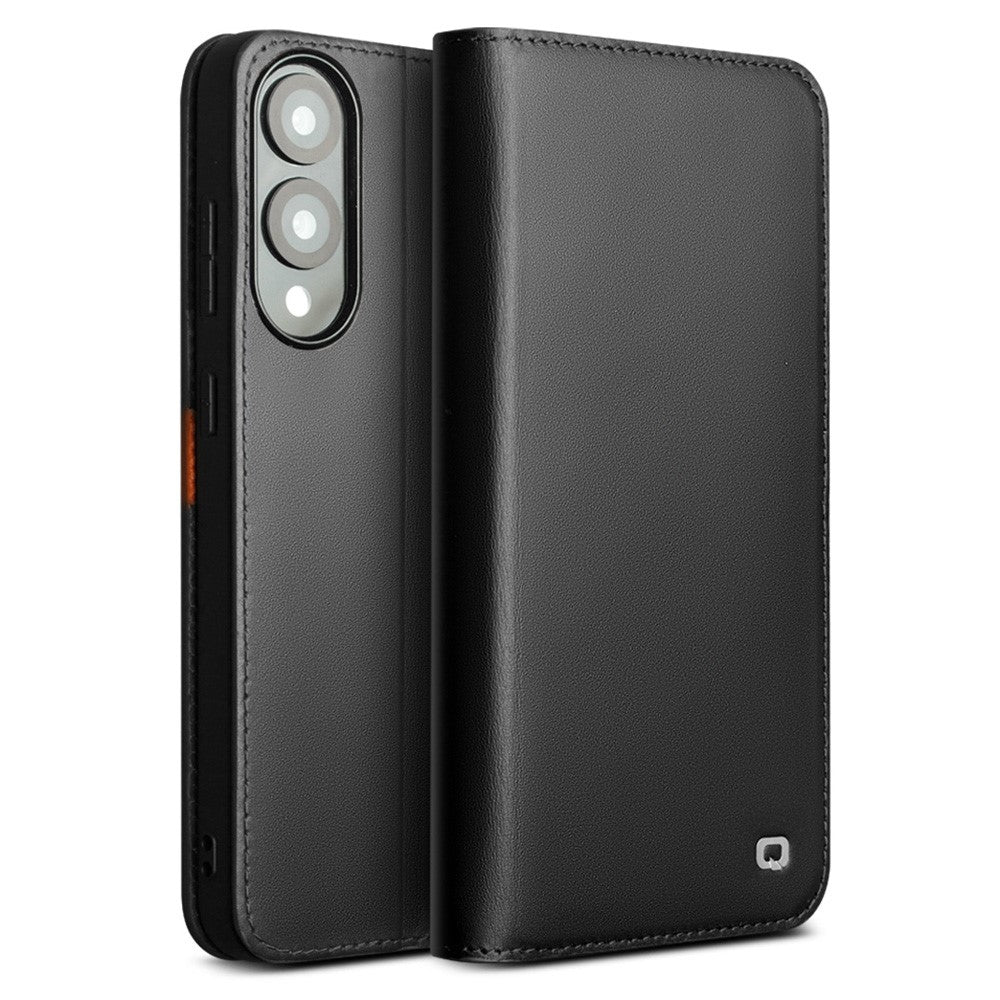 QIALINO For Samsung Galaxy S25 Edge Wallet Case Stand Genuine Cow Leather Flip Phone Cover