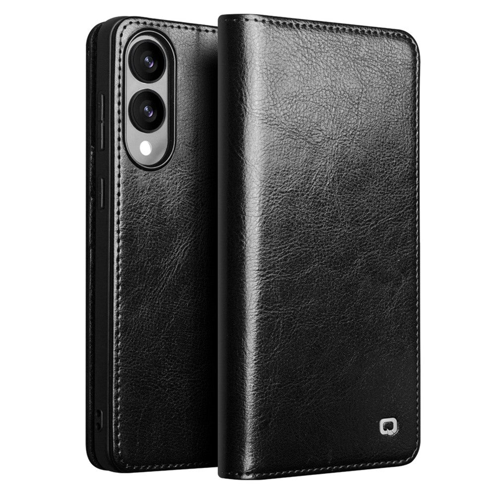QIALINO For Samsung Galaxy S25 Edge Case Wallet Stand Genuine Cow Leather Phone Cover