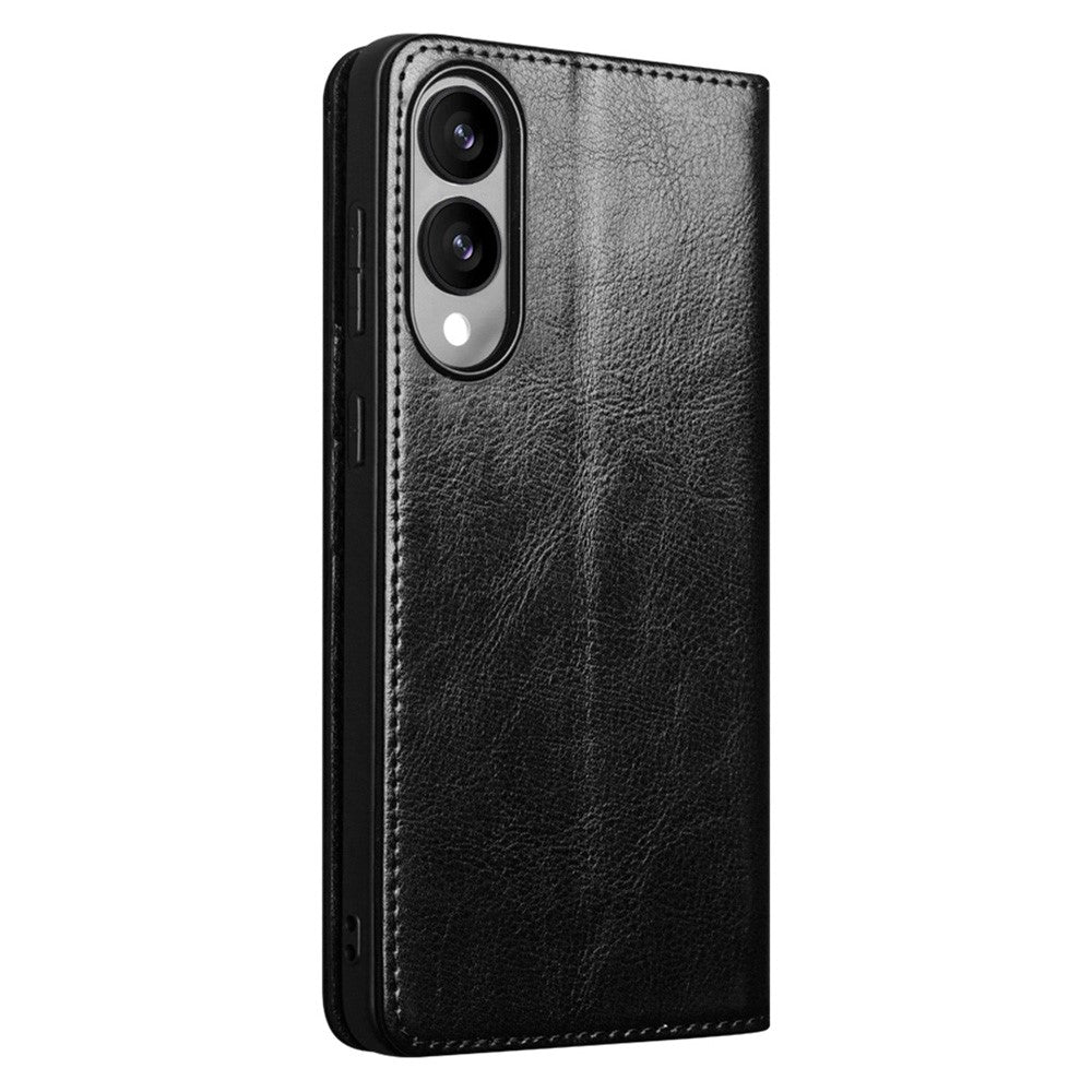 QIALINO For Samsung Galaxy S25 Edge Case Wallet Stand Genuine Cow Leather Phone Cover