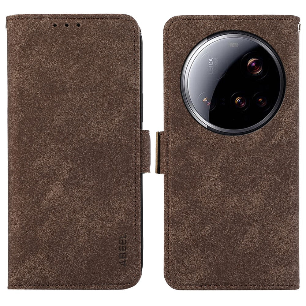 ABEEL For Xiaomi 15 Ultra Case PU Leather Folio Stand View RFID Blocking Phone Cover