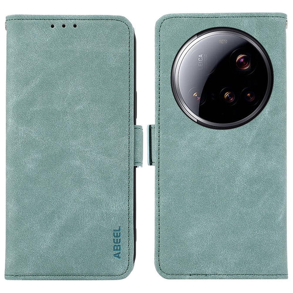 ABEEL For Xiaomi 15 Ultra Case PU Leather Folio Stand View RFID Blocking Phone Cover