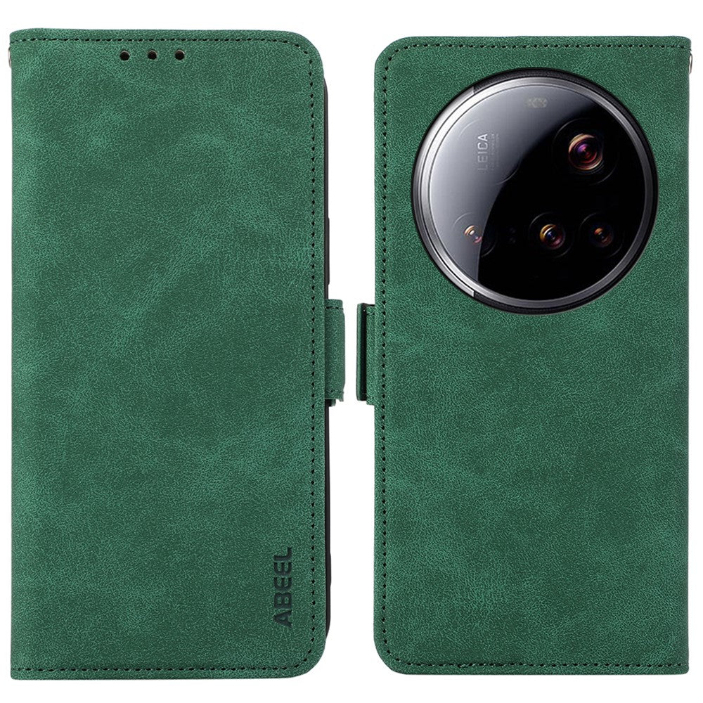 ABEEL For Xiaomi 15 Ultra Case PU Leather Folio Stand View RFID Blocking Phone Cover