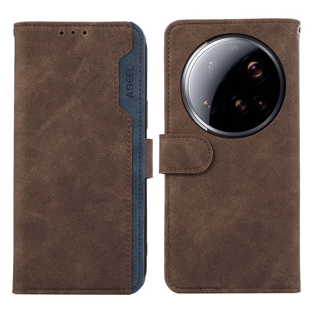 ABEEL For Xiaomi 15 Ultra Case Color Splicing Leather Flip Phone Cover RFID Blocking