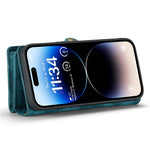 CASEME 008 Series for iPhone 14 Pro Max Multi-Functional Detachable Magnetic Phone Case PU Leather Stand Zipper Pocket Wallet Cover with Strap