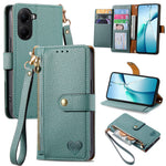 For Xiaomi Poco X7 Pro 5G Case RFID Blocking Zipper Pocket Leather Wallet Phone Cover with Strap