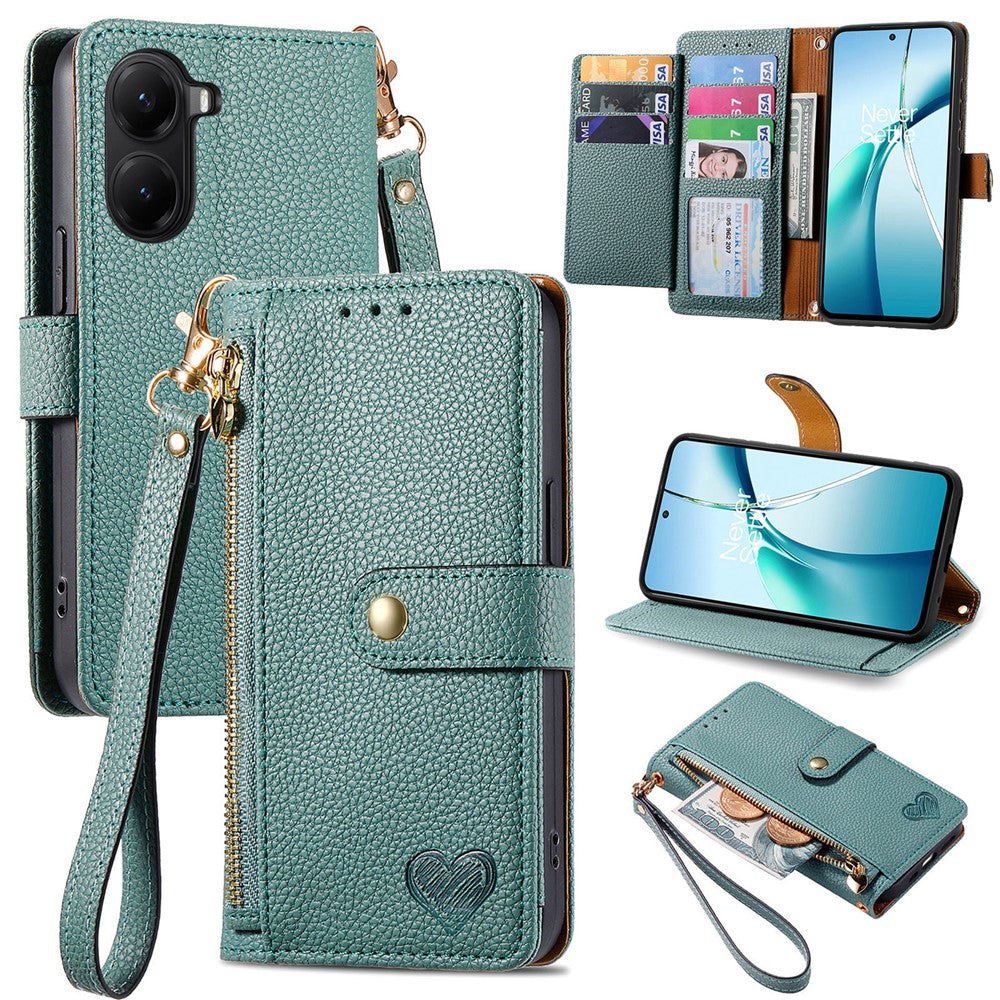 For Xiaomi Poco X7 Pro 5G Case RFID Blocking Zipper Pocket Leather Wallet Phone Cover with Strap
