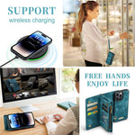 CASEME 008 Series for iPhone 14 Pro Multi-Functional PU Leather Flip Cover Detachable Magnetic Zipper Wallet Case with Stand Function