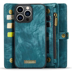 CASEME 008 Series for iPhone 14 Pro Multi-Functional PU Leather Flip Cover Detachable Magnetic Zipper Wallet Case with Stand Function