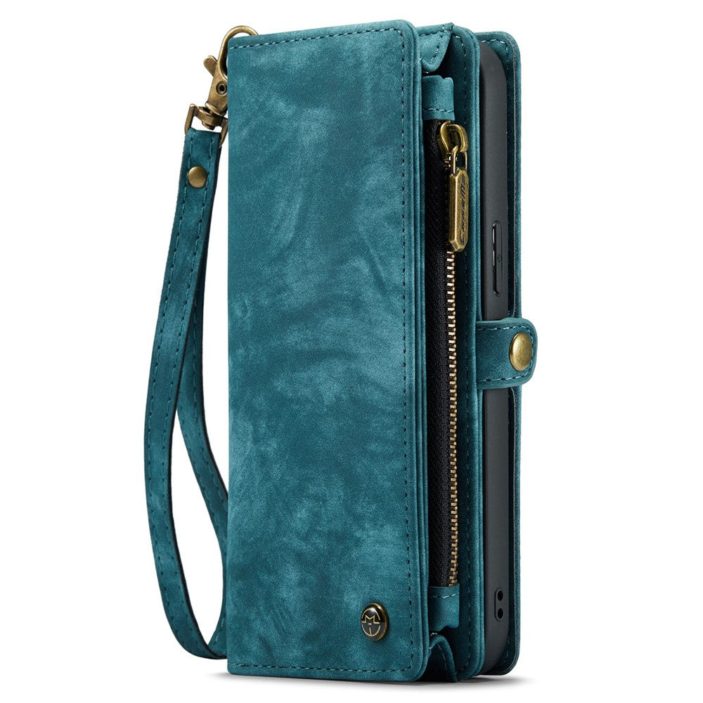 CASEME 008 Series for iPhone 14 Pro Multi-Functional PU Leather Flip Cover Detachable Magnetic Zipper Wallet Case with Stand Function