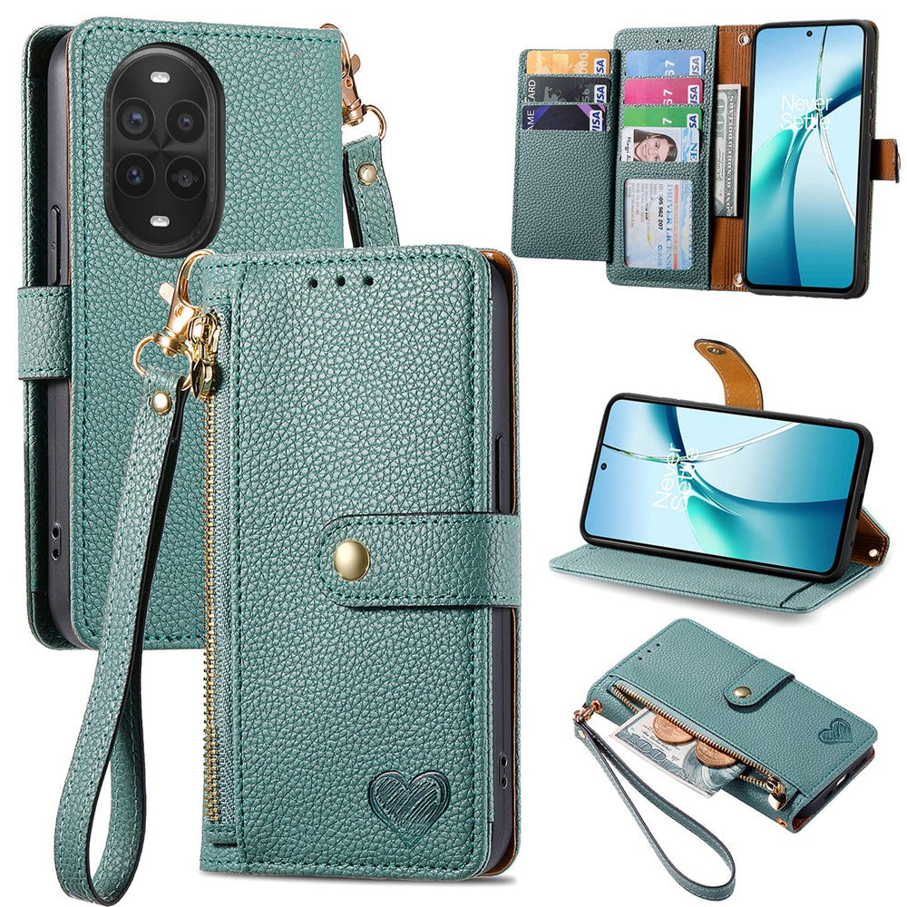 For Huawei nova 13 Pro 5G Case RFID Blocking Zipper Pocket Leather Wallet Phone Cover with Strap