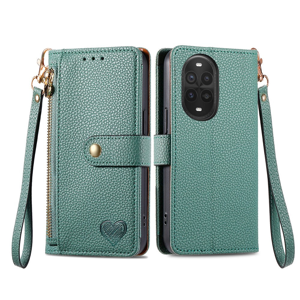 For Huawei nova 13 Pro 5G Case RFID Blocking Zipper Pocket Leather Wallet Phone Cover with Strap