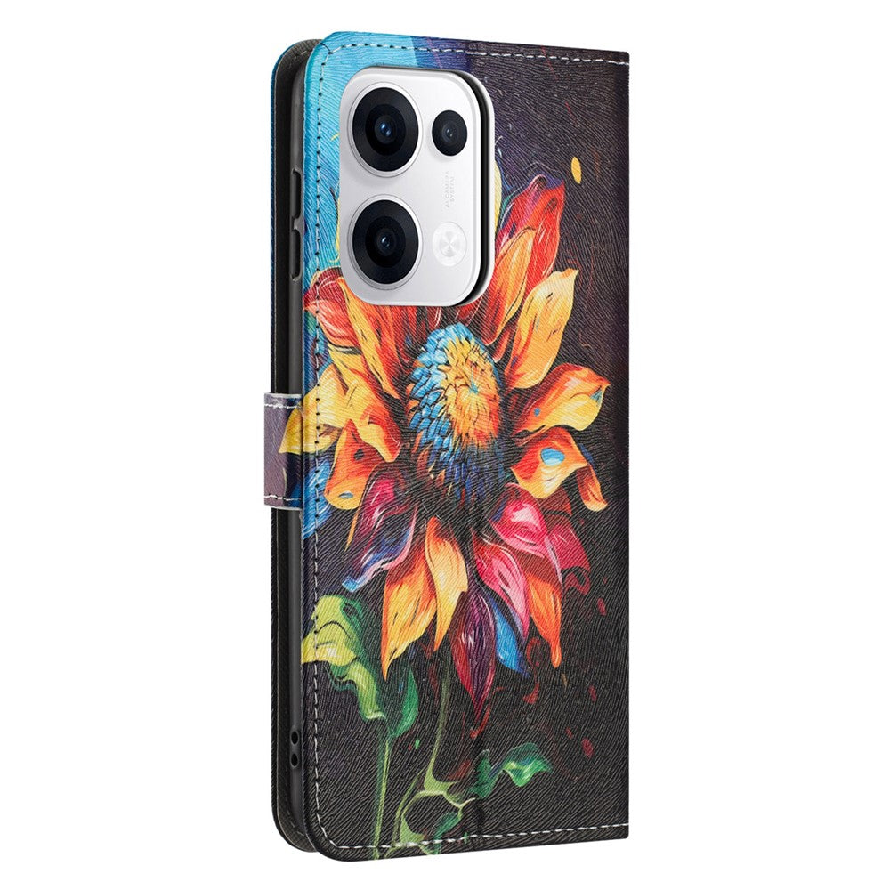 YX-2501 For Oppo Reno13 5G (Global) Case Pattern Printing PU Leather Wallet Phone Cover with Lanyard
