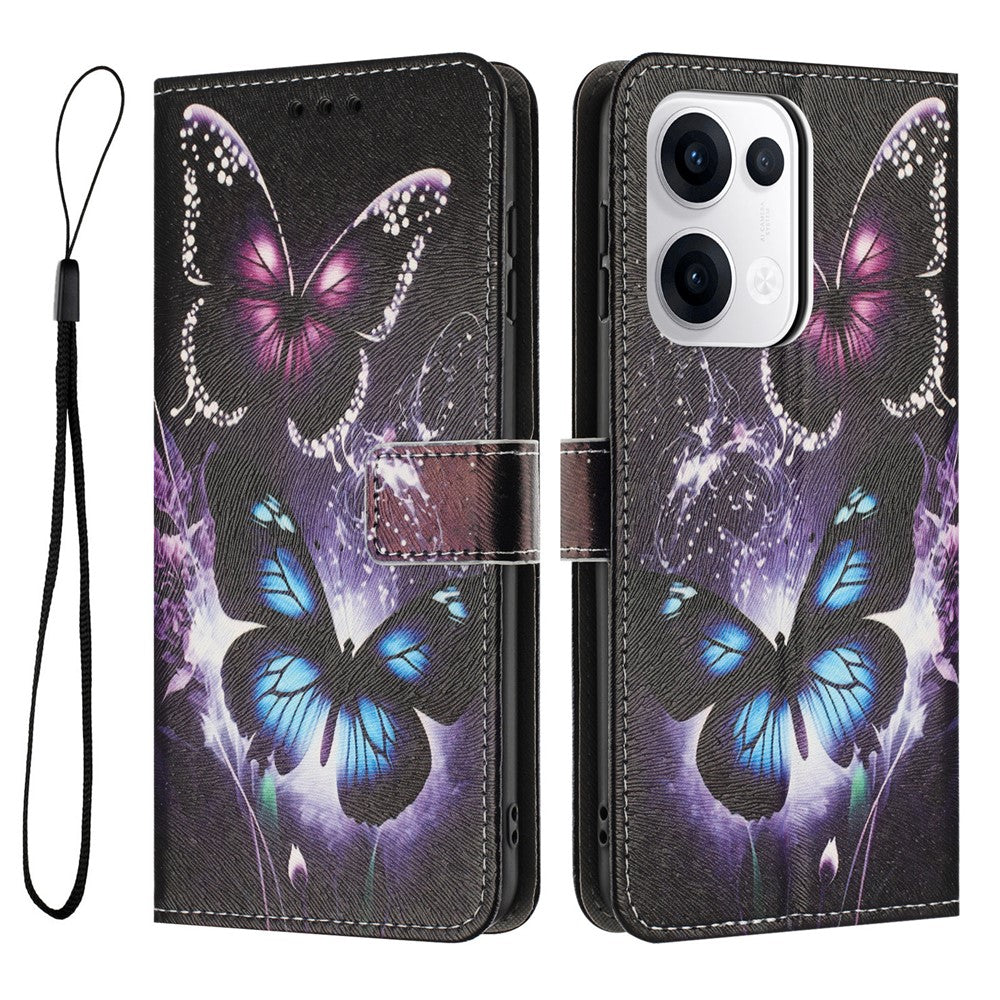 YX-2501 For Oppo Reno13 5G (Global) Case Pattern Printing PU Leather Wallet Phone Cover with Lanyard