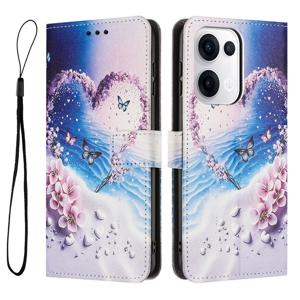 YX-2501 For Oppo Reno13 5G (Global) Case Pattern Printing PU Leather Wallet Phone Cover with Lanyard