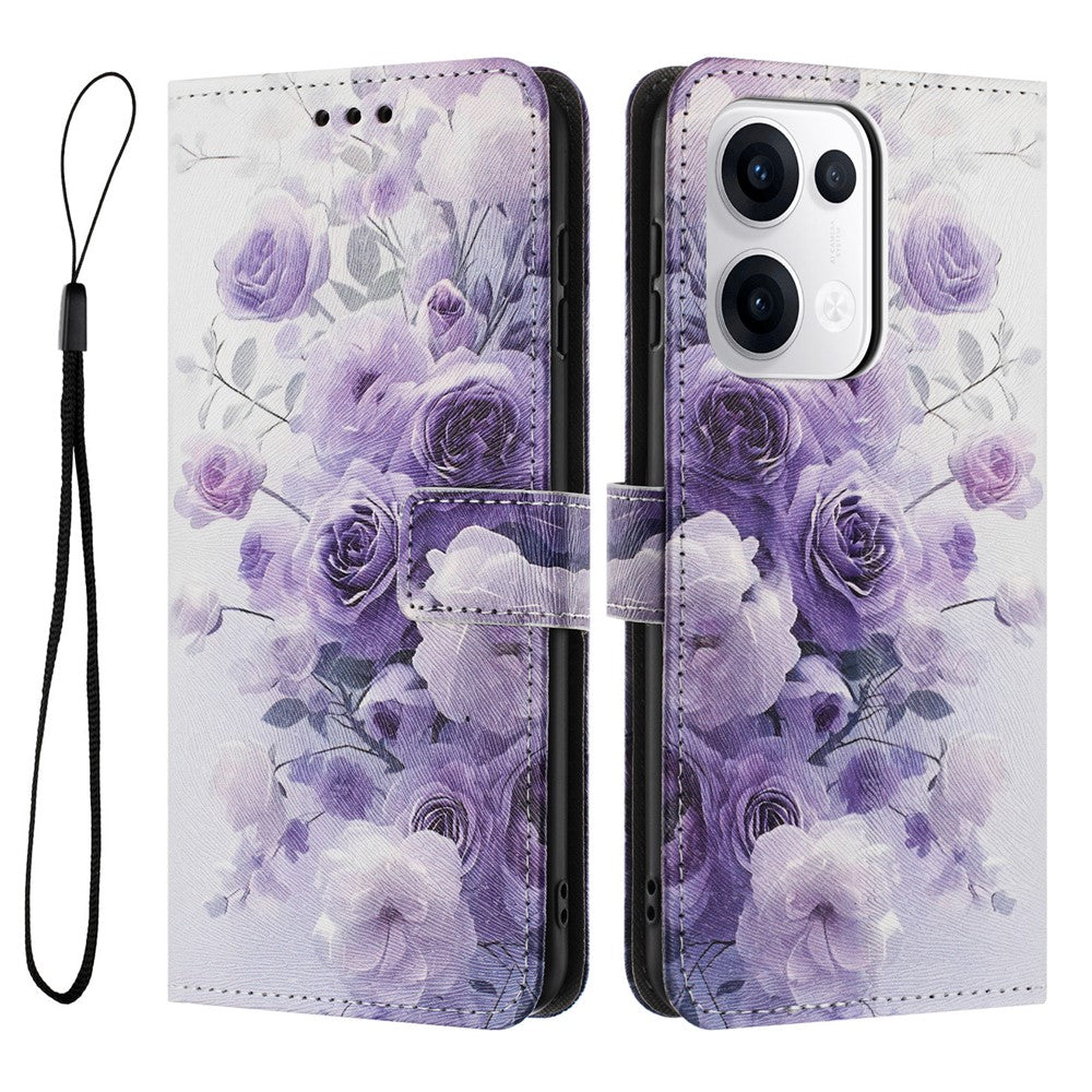 YX-2501 For Oppo Reno13 5G (Global) Case Pattern Printing PU Leather Wallet Phone Cover with Lanyard