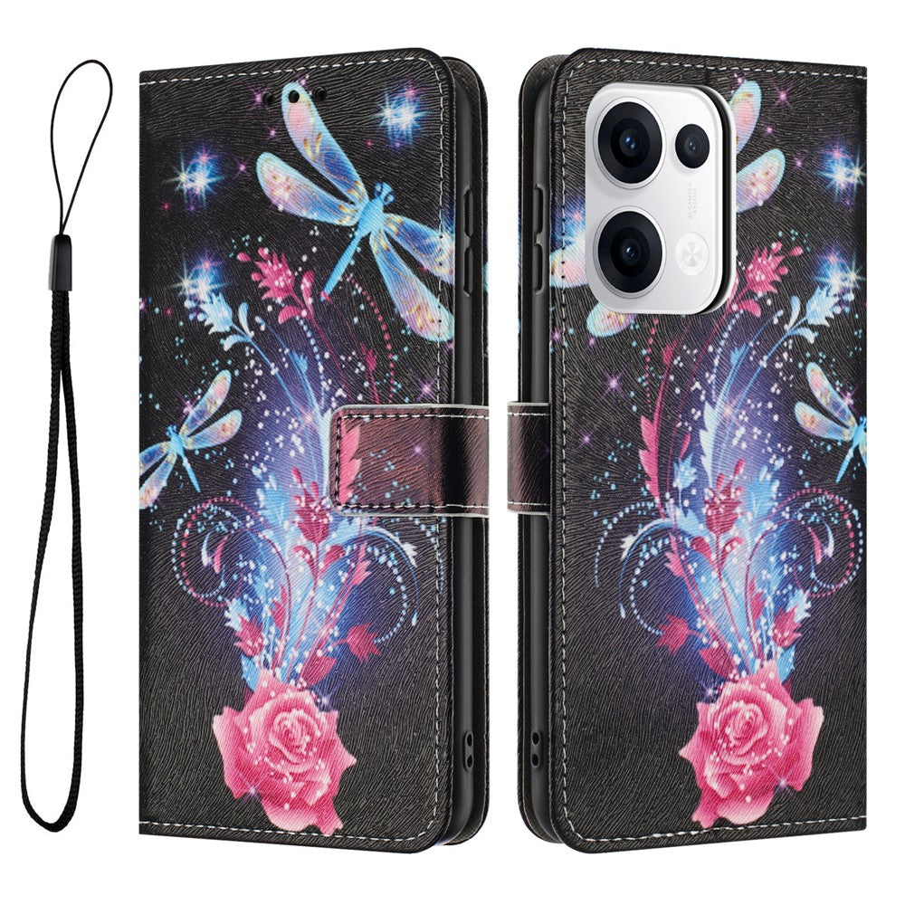 YX-2501 For Oppo Reno13 5G (Global) Case Pattern Printing PU Leather Wallet Phone Cover with Lanyard