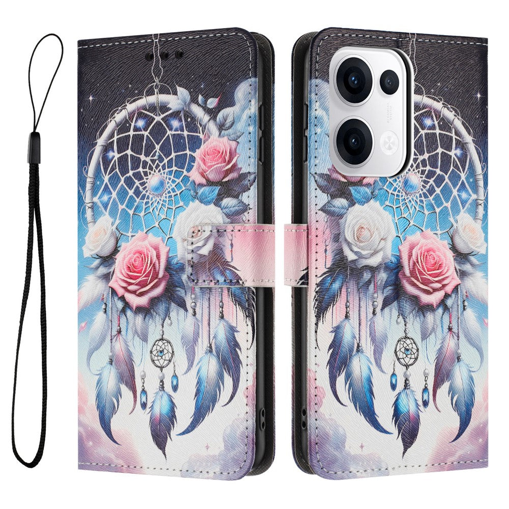 YX-2501 For Oppo Reno13 5G (Global) Case Pattern Printing PU Leather Wallet Phone Cover with Lanyard
