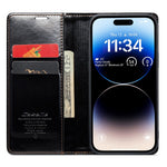 CASEME 003-serie PU-lædercover til iPhone 14 Pro Max, stødsikkert retrocover med vokset tekstur, magnetisk lukning, stativ og pung