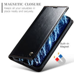CASEME 003-serie PU-lædercover til iPhone 14 Pro Max, stødsikkert retrocover med vokset tekstur, magnetisk lukning, stativ og pung