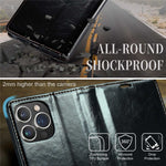 CASEME 003-serie PU-lædercover til iPhone 14 Pro Max, stødsikkert retrocover med vokset tekstur, magnetisk lukning, stativ og pung