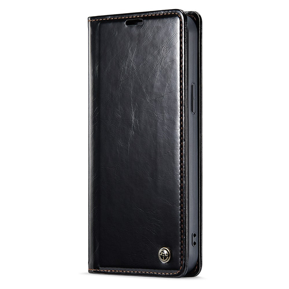 CASEME 003-serie PU-lædercover til iPhone 14 Pro Max, stødsikkert retrocover med vokset tekstur, magnetisk lukning, stativ og pung