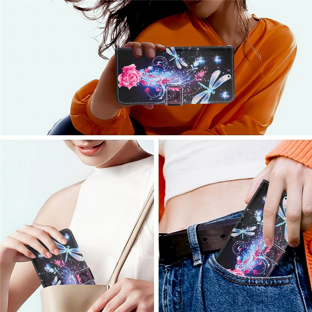 YX-2501 Til Oppo A5 Pro 4G (Global) / 5G (Global) / A5 Energy 5G (Kina) Cover med mønstertryk i PU-læder