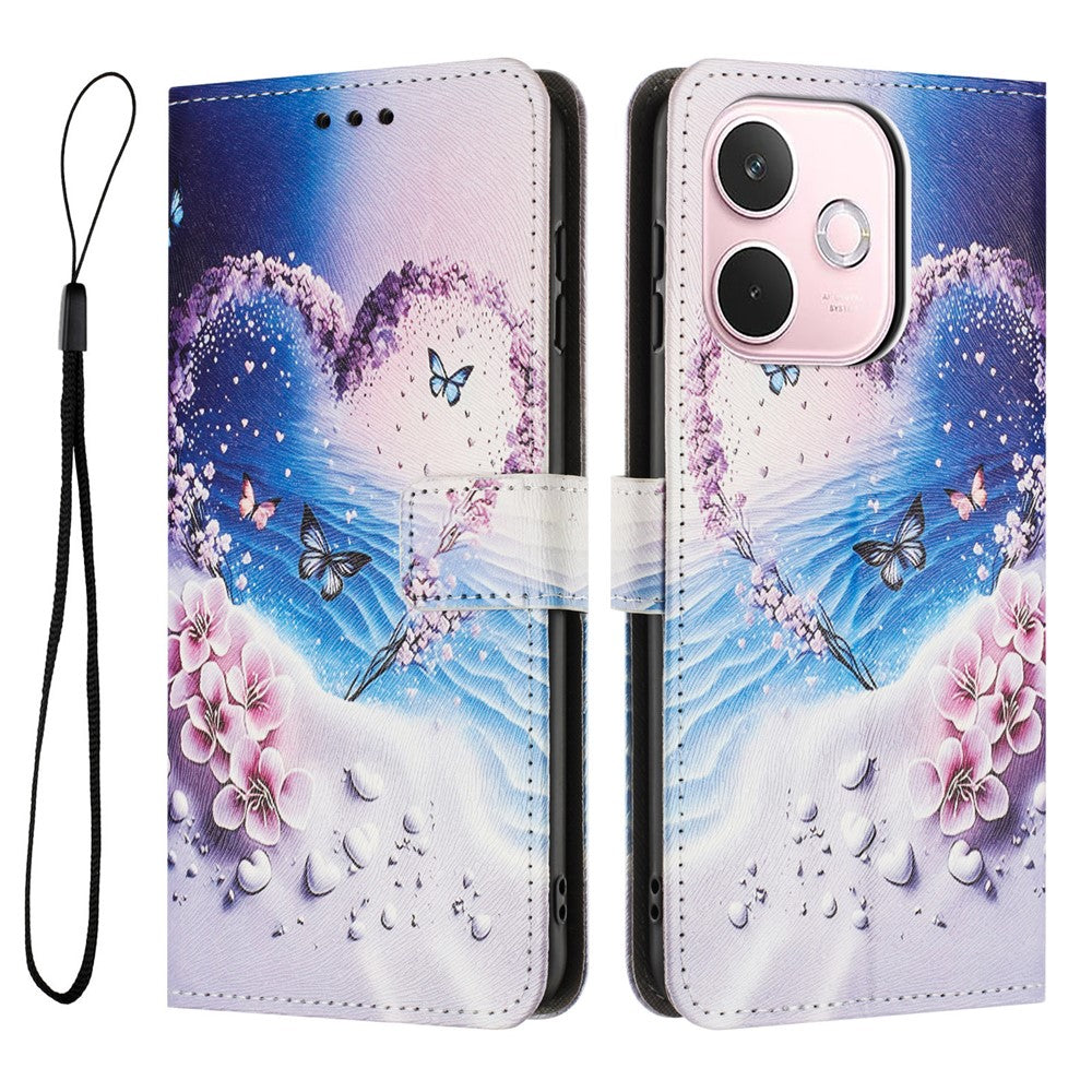 YX-2501 Til Oppo A5 Pro 4G (Global) / 5G (Global) / A5 Energy 5G (Kina) Cover med mønstertryk i PU-læder