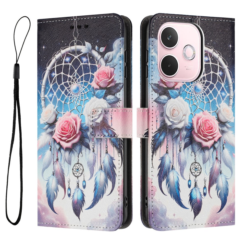 YX-2501 Til Oppo A5 Pro 4G (Global) / 5G (Global) / A5 Energy 5G (Kina) Cover med mønstertryk i PU-læder