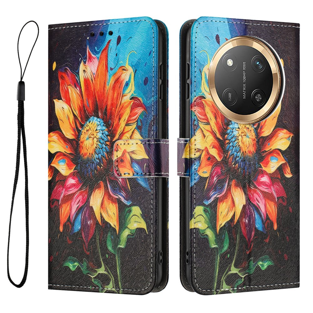 YX-2501 For Honor Magic7 Lite 5G / X9c 5G / X60 Pro 5G Case Pattern Printing PU Leather Wallet Phone Cover with Lanyard