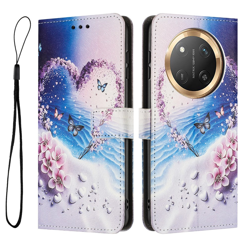 YX-2501 For Honor Magic7 Lite 5G / X9c 5G / X60 Pro 5G Case Pattern Printing PU Leather Wallet Phone Cover with Lanyard